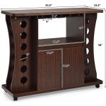 Giantex Buffet Server Rolling Sideboard Wood Credenza Console Table 12 Wine Bottle Rack 4 Glass Holder Kitchen Dining Room Cupboard Pantry Wine Cabinet Coffee Brown