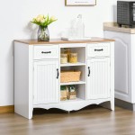HOMCOM 42" Accent Sideboard Cabinet Serving Buffet with Drawers and Adjustable Shelves for Living Room or Kitchen White