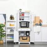 HOMCOM 67" Kitchen Buffet with Hutch Pantry with Framed Doors 2 Drawers and Open Microwave Countertop White