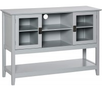 HOMCOM Modern Sideboard Buffet Entryway Storage Cabinet with Framed Glass Doors Multiple Storage Options and Anti-Topple Grey