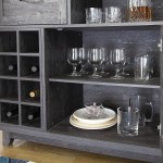 ICE ARMOR 99JET1500-2019-3 52”W Industrial Sideboard Storage Cabinet with Wine Racks Open Shelves and Drawer Large Dining Server Cupboard Buffet Table in Washed Black Finish