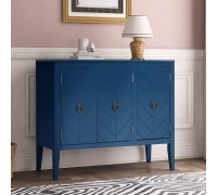 Kitchen Buffet Sideboard Storage Cabinet with Adjustable Shelf Vintage Accent Cabinet with Antique Bronze Pull Handle and Wooden Leg Console Table for Entryway Bar Dining Room Hallway Blue
