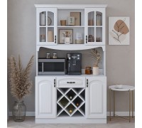 Living Skog Galiano 73'' Pantry Buffet White Buffet with Wine Rack Drawer and Hutch