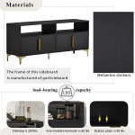 Livspace Console Table Entrance Cabinet Sideboard with Gold Metal Legs and Handles Sufficient Storage Space Magnetic Suction Doors Espresso