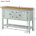 LUMISOL Solid Wood Sideboard Buffet Storage Cabinet Kitchen Console Table with Two Doors and Bottom ShelfLime White