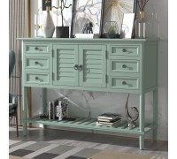 Merax Sideboard and Buffets with 6 Drawers Rustic Storage Cabinet Entryway Table with Open Shelf for Home Kitchen