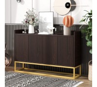 Modern Sideboard Elegant Buffet Cabinet with Metal Legs Adjustable Shelf Door Rebound Device Wooden Console Table for Dining Room Entryway Espresso-Elegant