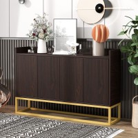 Modern Sideboard Elegant Buffet Cabinet with Metal Legs Adjustable Shelf Door Rebound Device Wooden Console Table for Dining Room Entryway Espresso-Elegant