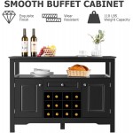PETSITE Sideboard Buffet Storage Cabinet with Cross-Shaped Wine Rack Open Shelf 2 Cabinets & Drawer Wood Accent Console Cabinet for Living Room Entryway Black