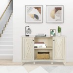 SGHB Accent Cabinet with Doors Entryway Bar with Adjustable Shelves Storage Sideboard Farmhouse Buffet for Living Room Hallway Home Kitchen White