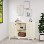 SGHB Accent Cabinet with Doors Entryway Bar with Adjustable Shelves Storage Sideboard Farmhouse Buffet for Living Room Hallway Home Kitchen White