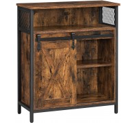 VASAGLE Buffet Cabinet Sideboard with Open Compartment Sliding Barn Door 27.6”L x 11.8”W x 31.5”H Industrial Rustic Brown and Black ULSC089B01
