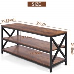 2022 New TV Stand for 55 65 70 Inch TVs,Industrial tv Table Entertainment Center with 3 Tier Storage Shelves TV Console Table with Metal Frame for Living Room Home Decor Retro Brown
