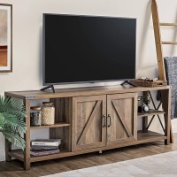 Amerlife TV Stand 68" Wood Metal TV Console Industrial Entertainment Center Farmhouse with Storage Cabinets and Shelves for TVs Up to 78" Reclaimed Barnwood