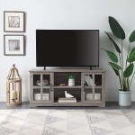 BELLEZE Modern 52 Inch Traditional TV Stand & Media Entertainment Center Console Table for TVs up to 60 Inch or Sideboard Buffet with Wood Glass Storage Cabinets Cori Gray Wash