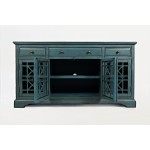 Benjara 60 Inch Wooden Media Unit with 3 Drawers 60-Inch Blue