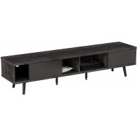 Bestier 70 inch Mid Century Modern TV Stand for 75 inch TV Low Profile TV Stand with Storage Entertainment Center for Living Room Cord Management Ash Wood Black