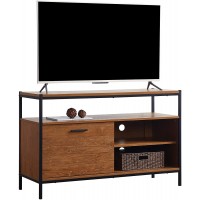 Caffoz 48" Sliding Barn Door TV Media Stand with Storage Shelves Industrial Entertainment Center with Slide Door Cable Management Farmhouse Wood Look Accent Furniture Oak Brown