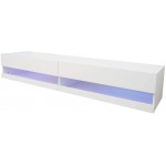 CIdkem 180 Wall Mounted Floating Media Consoles Hanging TV Console for 80 inch TVs Entertainment Center with 20 Color LEDs White