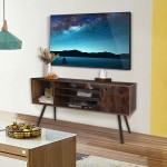 Deepclaoto Tv Stand for 55 Inch Tv,Tv Cabinets with Doors and Shelves,Mid Century Console,Low Center Table,Media Storage Furniture,Wood Tv Console for Living Room Bedroom