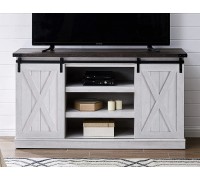 EDYO LIVING Farmhouse Sliding Barn Door TV Stand for TV up to 65 Inch Flat Screen Media Console Table Storage Cabinet Wood Entertainment Center Sturdy Ranch Rustic Style Gray Wash