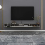 Floating TV Stand,Wall-Mounted Floating TV Shelf Entertainment Media Console Center Large Storage Cabinet for Living Room Home Office47.6IN Light Gray