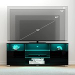 High Glossy LED Black TV Stand for 50 55 inch TV,Modern Entertainment Center with Storage Drawers and LED Light,High Glossy TV Console,TV Table Media Furniture 47inch Black