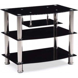 Hodedah Four Shelve Tempered Glass TV Stand Accommodates TV's up to 32" Black