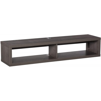 HOMCOM Wall Mounted TV Stand Media Console Floating Storage Shelf for Living Room or Home Office Dark Grey
