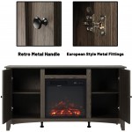 LYNSLIM Electric Fireplace TV Stand Entertainment Center for TV up to 65 Inch TVs 55" Modern Farmhouse Wood TV Stand with 2 Barn Doors & Media Storage Shelves Console for Living Room Bedroom Black