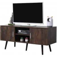 Modern TV Stand Media Console Table for TVs up to 43 Inch Retro TV Cabinet with 2 Storage Cabinet and Open Shelf  Rustic Entertainment Center for Living Room Bedroom  Rustic Brown