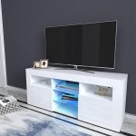 Record Player Stand Tall TV Stand 47 inch with RGB LED Lights with Storage Shelves and Layers High Glossy TV & Media Furniture Media Console Table Storage Desk for Under TV Living Game Room Bedroom