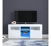 Record Player Stand Tall TV Stand 47 inch with RGB LED Lights with Storage Shelves and Layers High Glossy TV & Media Furniture Media Console Table Storage Desk for Under TV Living Game Room Bedroom