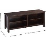 ROCKPOINT TV Stand Storage Media Console for TV's up to 65 Inches 58" with 4 Storage Shelves Mahogany Brown
