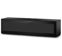 SONOROUS Studio ST-160B I R Friendly Wood and Glass TV Stand with Hidden Wheels for Sizes up to 75" Modern Design with 6 Shelves for Your Audio Video Components and Consoles Black Glass Cover