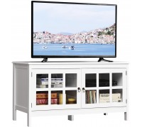 Tangkula TV Stand Cabinet Modern Wood Large Wide Entertainment Center for TV up to 50" Living Room Media Console Cabinet Stand with 2 Doors White