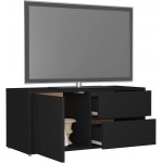 TEWTX7 Entertainment Center Wood Media TV Stand with Door and 2 Drawers for Living Room Furniture Bedroom Lounge Wood Tabletop Sturdy31.5inx13.4inx14.1in Chipboard Black