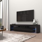 TV Stand Solo 200 Modern LED TV Cabinet Living Room Furniture Tv Cabinet fit for up to 90-inch TV Screens High Capacity Tv Console for Modern Living Room Black Black