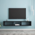 Wall Mounted Media Console,Shallow Floating TV Console,TV Stand Component Shelf Storage Shelf for Living Room 60" Black