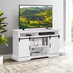 windaze Farmhouse TV Stand Sliding Barn Door TV Stand for TVs up to 65 inches Modern Entertainment Center Wood Media Console Storage Cabinet for Bedroom Living Room White
