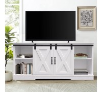 windaze Farmhouse TV Stand Sliding Barn Door TV Stand for TVs up to 65 inches Modern Entertainment Center Wood Media Console Storage Cabinet for Bedroom Living Room White