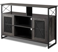 WLIVE Entertainment Center for 55 inch TV Farmhouse TV Stand with Storage Cabinet Industrial TV console for Living Room Bedroom Gray Oak
