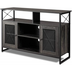 WLIVE Entertainment Center for 55 inch TV Farmhouse TV Stand with Storage Cabinet Industrial TV console for Living Room Bedroom Gray Oak