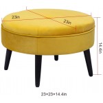 Adeco Round Ottoman–Tufted Footstool 23 Inch Yellow'
