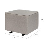Babyletto Kiwi Gliding Ottoman in Performance Grey Eco-Weave Water Repellent & Stain Resistant Greenguard Gold and CertiPUR-US Certified