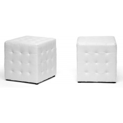Baxton Studio Siskal Modern Cube Ottoman White Set of 2,