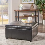 Christopher Knight Home Living Berkeley Brown Leather Square Storage Ottoman Espresso