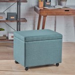 Christopher Knight Home Mateo Traditional Home Office Fabric File Storage Ottoman Blue
