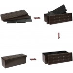 Generate PINPLUS Folding Storage Ottoman Bench with Tray,Faux Leather Long Storage Chest Footrest Seat Brown 43.3'' Lx15 Wx15 H