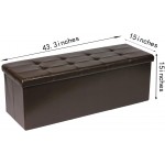 Generate PINPLUS Folding Storage Ottoman Bench with Tray,Faux Leather Long Storage Chest Footrest Seat Brown 43.3'' Lx15 Wx15 H